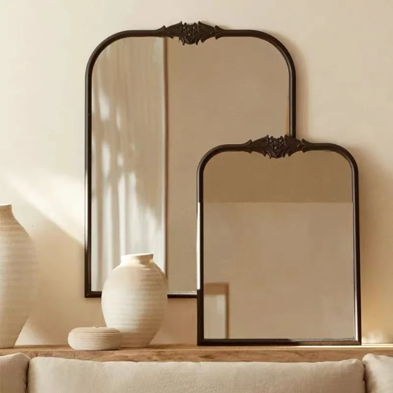 I1 wall-mounted toilet bathroom mirror wall-mounted French carved makeup mirror retro dressing