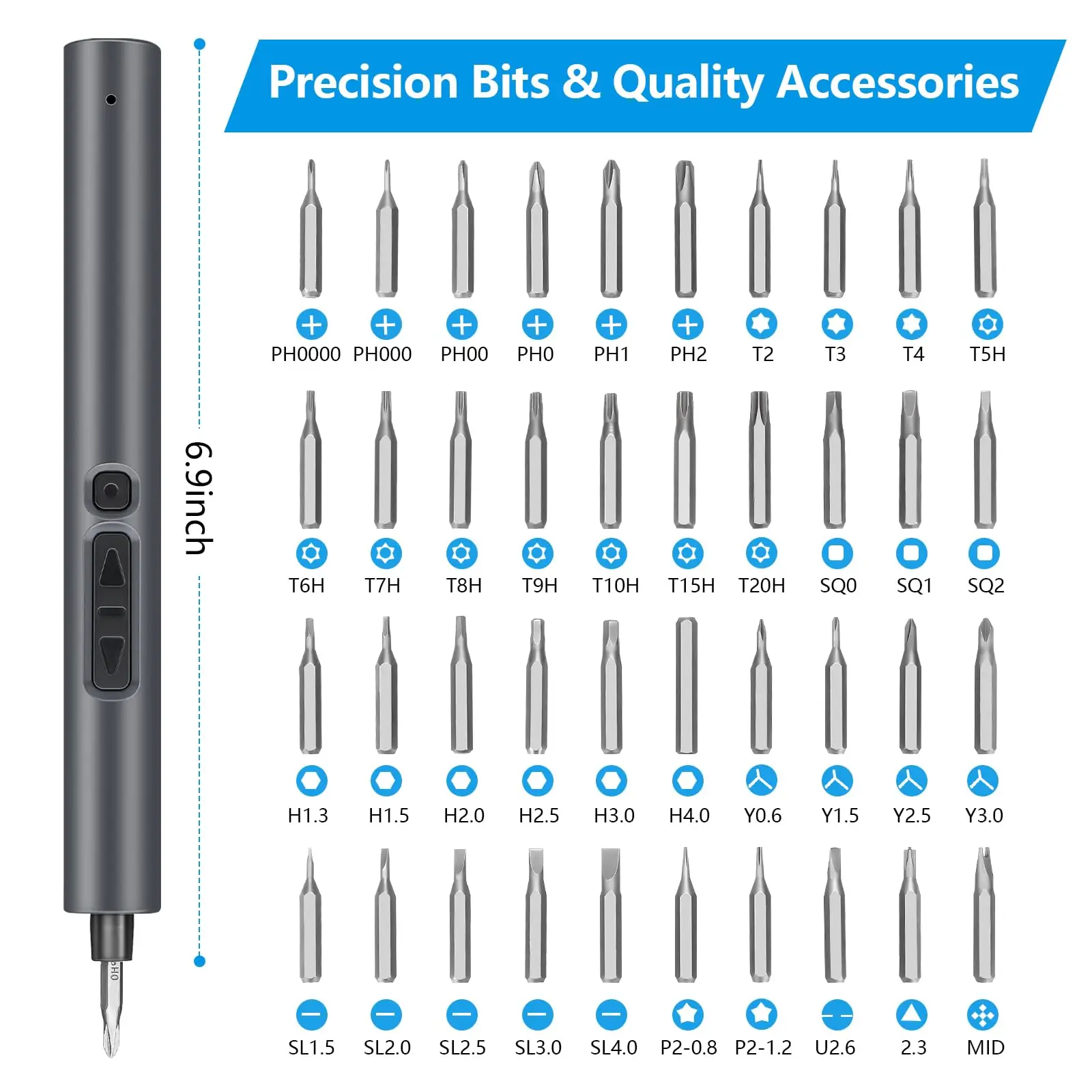 Mini Electric Screwdriver Set Precision 50 in 1 Multifunctional Power Repair Tool with Magnetic Torx Phillips Hex Drill Bit