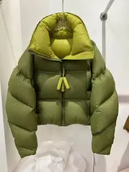 Jaqueta puffer curta para mulheres, casaco acolchoado de algodão, streetwear quente, manga longa, solta, casacos chiques, inverno, nova