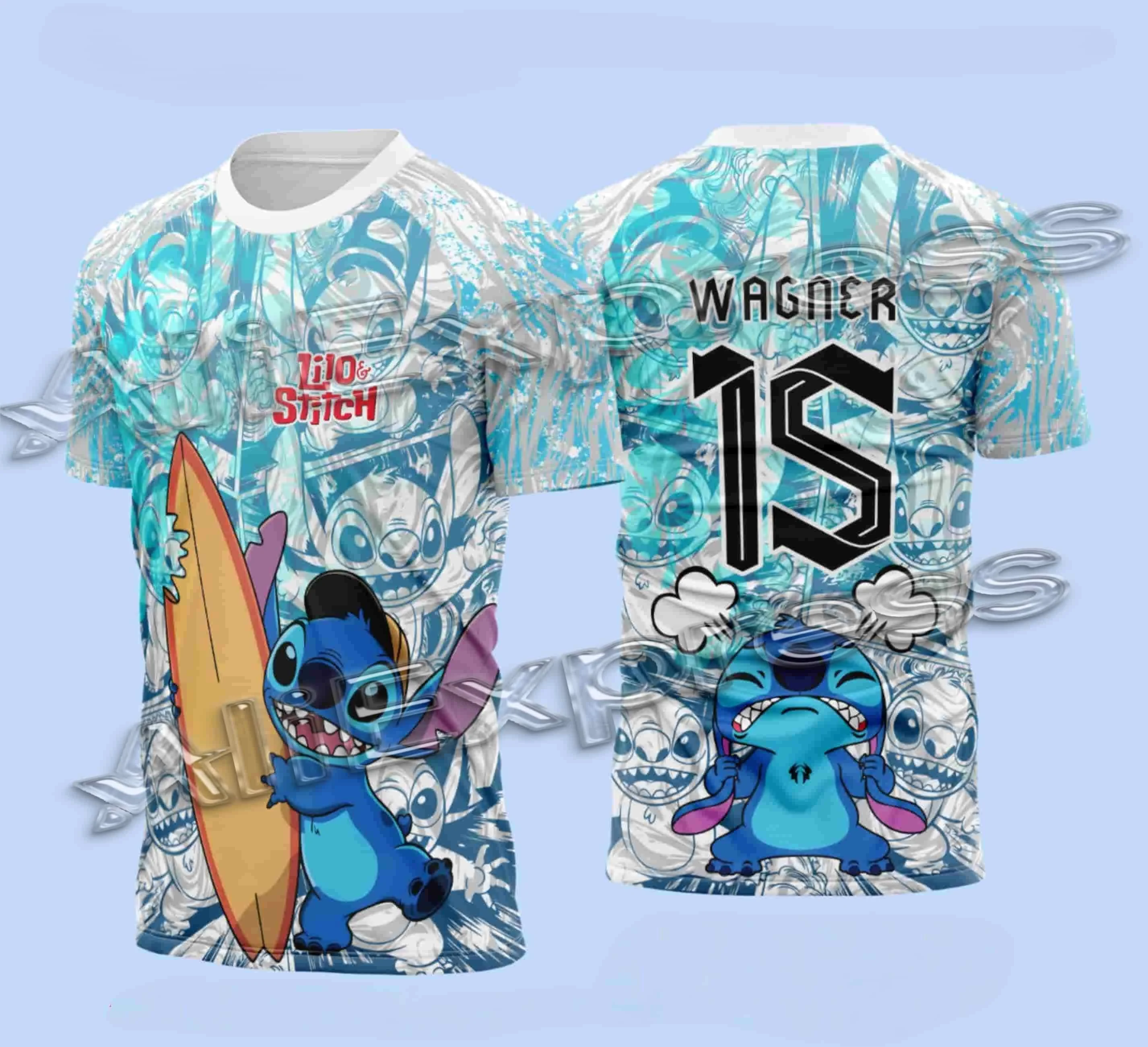 

Stitch Cartoon Character No. 15 Jersey T-shirt, Children's and Women's T-shirt, Sweat-absorbing and Quick-drying MINISO