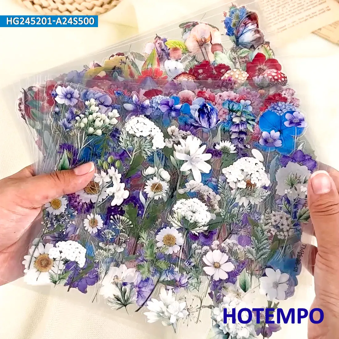 PET Transparent Plant Flower Stickers, Planning Jorunal, Travel Notes Scrapbook, for DIY Creative Decoration, Funny Sticker Toys