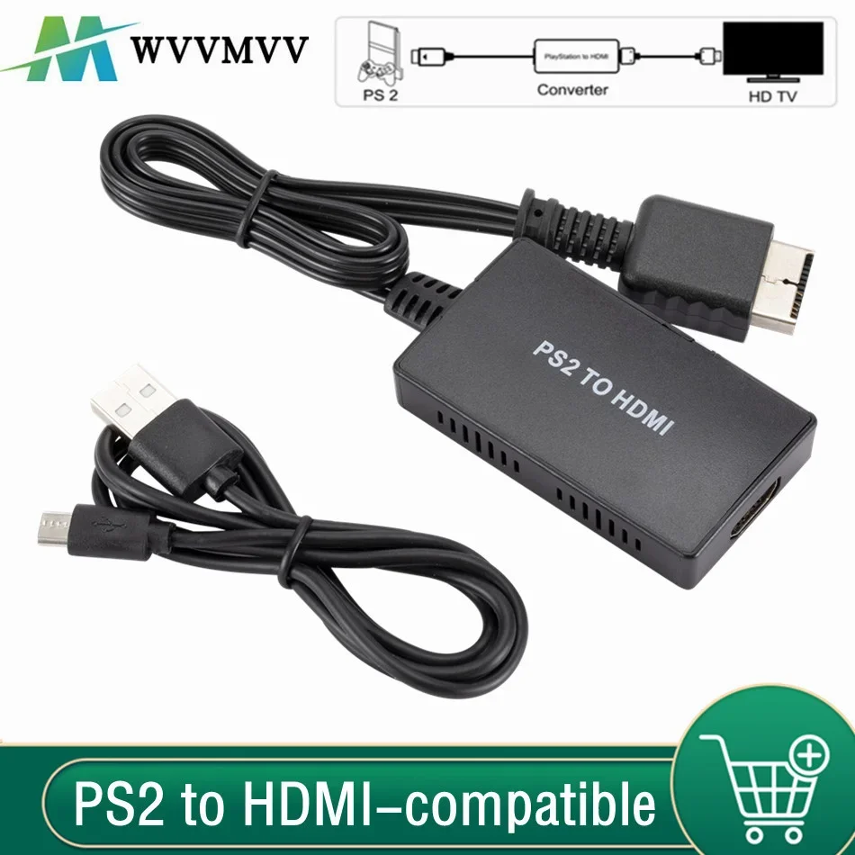 Kompatybilny z PS2 do HDMI konwerter audio-wideo kabel Adapter z gniazda męskiego na żeńskie HD 1080P wsparcie dla PS1/2/3 tryby wyświetlania dla