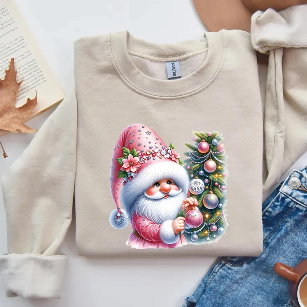 6-piece set of pink Christmas stickers, holiday cute stickers, set of heat transfer stickers, DIY hot stamping stickers