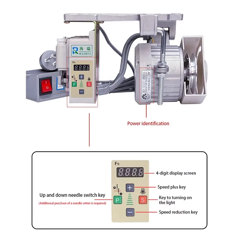 Imagem -04 - Motor de Poupança de Energia com Controlador Servo Motor Silencioso sem Escova Máquina de Costura Industrial 550w 750w 220v 110v