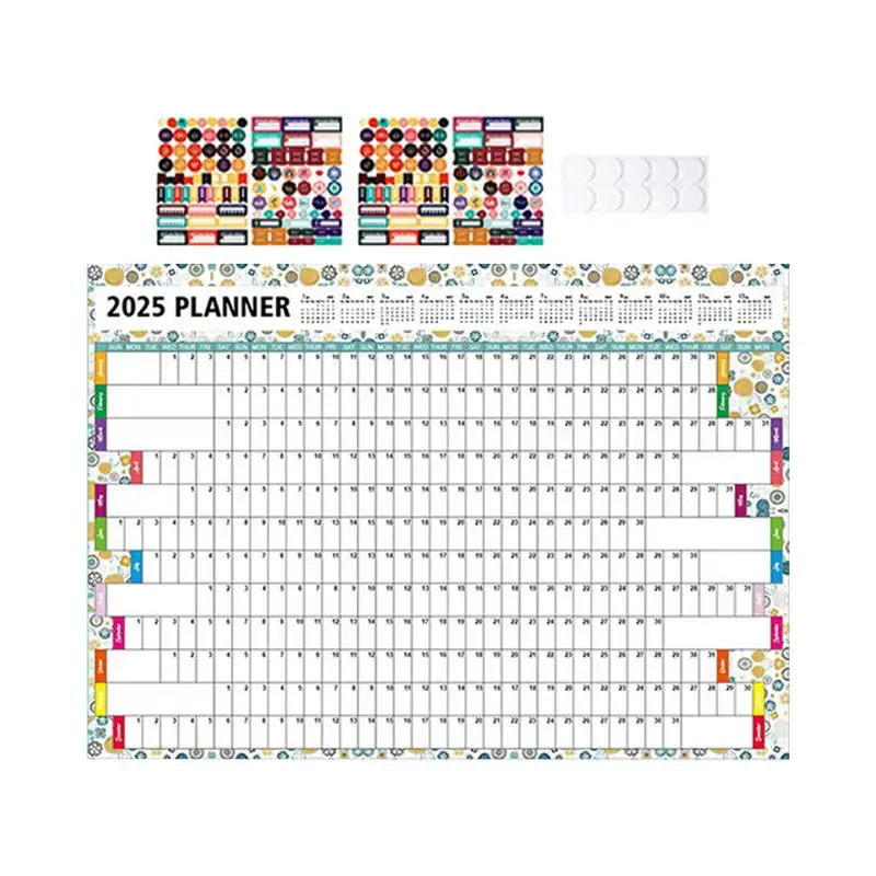 2025 Yearly Wall Calendar 2025 Yearly Planner Multipurpose Big Wall Calendar Foldable Work Calendar 12 Month Wall Calendar For