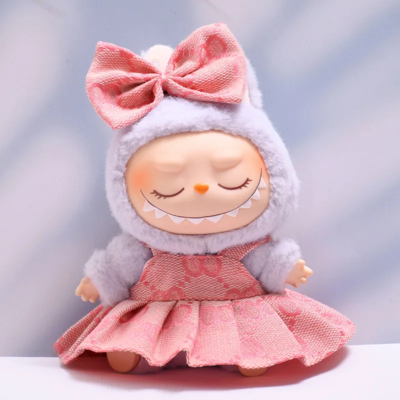 For LABUBUS Clothes Doll Clothes Outfit  Accessories Designer  Plaid Dress Set DIY Mini Dolls Clothing Girl Gift