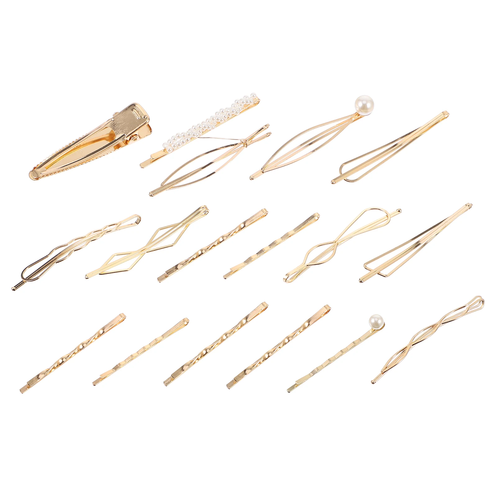 

17 Pcs Pearl Hairpin Set Geometric Design Women Girls Stylish Practical Decorative Accessories pearl hair clip women barrettes