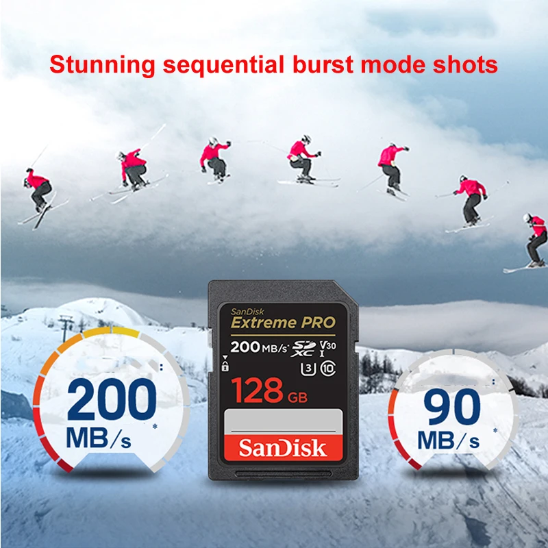 SanDisk Extreme PRO sd-карта 32G 64G 128G 256G SDHC SDXC UHS-I C10 100 M/s-200 MB/s U3 карта памяти Поддержка V30 4K для камеры/DV/SLR