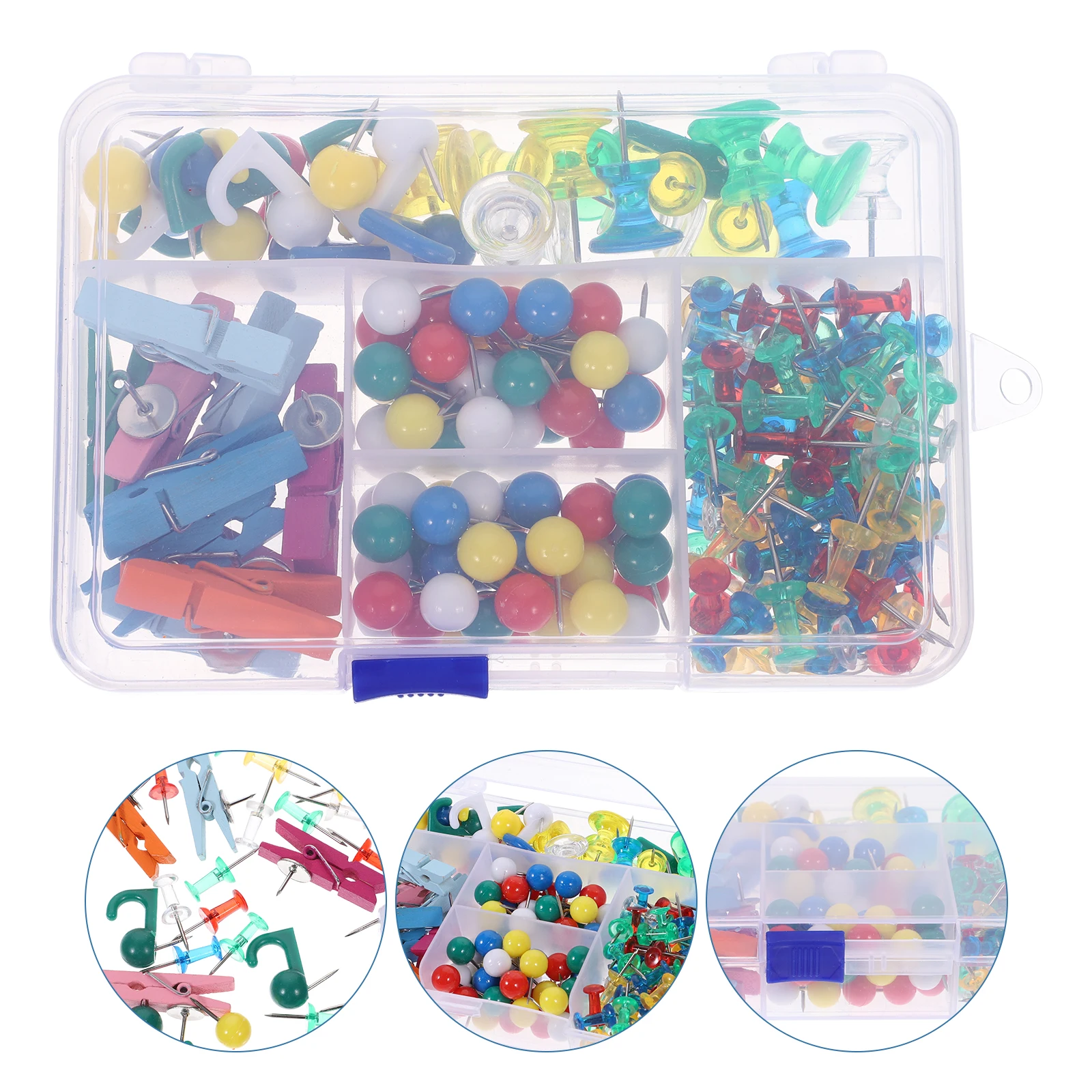 200pcs Office Pushpins Multi-Use Thumb Tacks Bulletin Thumbtacks Map Pushpin Reusable Small Push Pins Durable Compact Thumb Pins