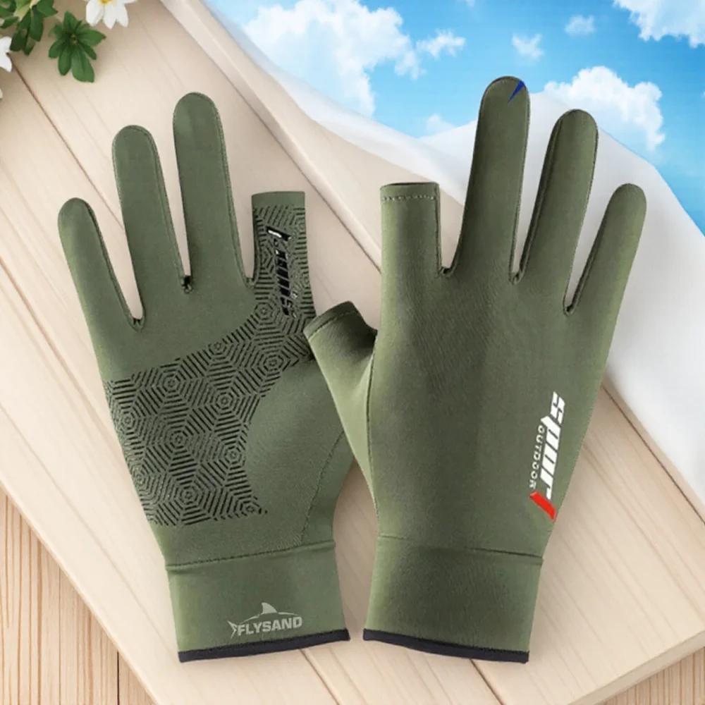 

1Pair Anti UV Men Women Fishing Gloves Sunscreen Antiskid Ice Cool Breathable Cycling Sport Gloves