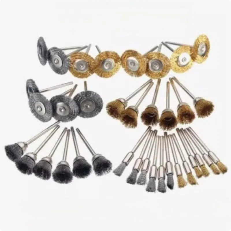 36Pcs Brass Brush Steel Wire Wheels Brushes Drill Rotary Tools Polishing Rotary Tools Metal Rust Removal Brush Set