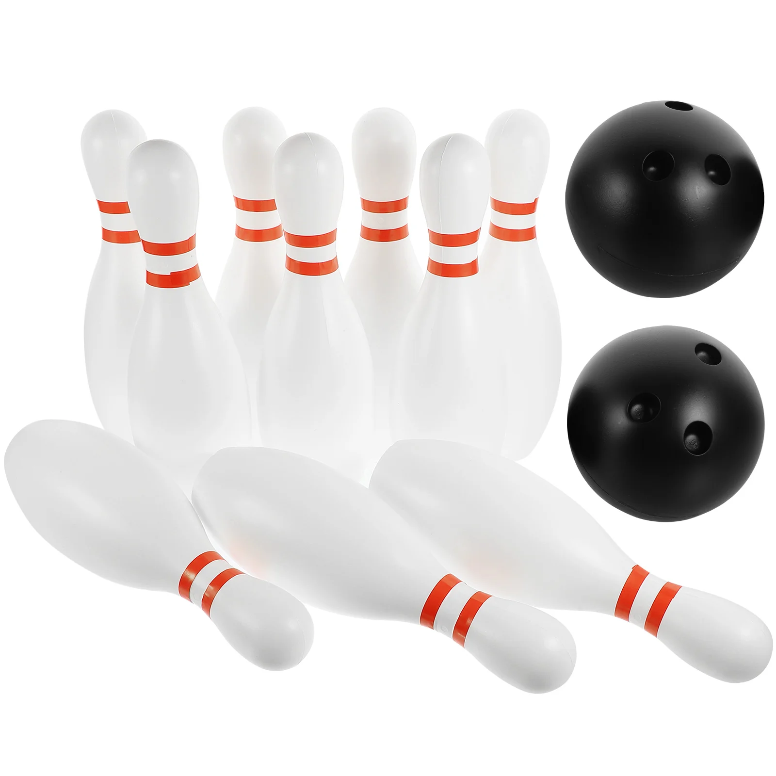 12pcs Large Size Bowling Play Sets Sports Bowling Games Toy for Children Kids (10pcs Bowling White + 2pcs Balls R