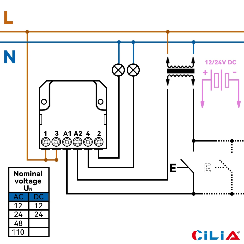 CILA مفتاح التتابع دفعة 230-250 فولت، 10AX دفعة الكهروميكانيكية مع دائرة لفائف منفصلة واتصالات مع 1 بدون اتصال.