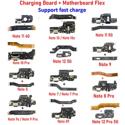 Porta de carregamento USB Dock Board Conector, Placa-mãe FPC principal, Cabo Flex para Xiaomi Redmi Note 9, 10, 7 Pro, 10S, 11, 4G, 5G, 8, Rápido, Novo