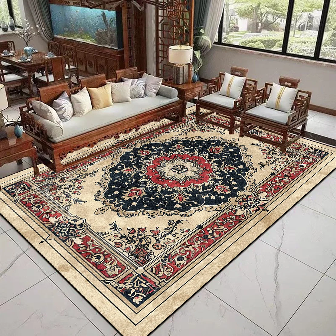 Retro Persian Carpet in The Living Room Washable Cloakroom Floor Mats Home Decor Large Size Rugs Lounge Antiskid Carpets Tapete