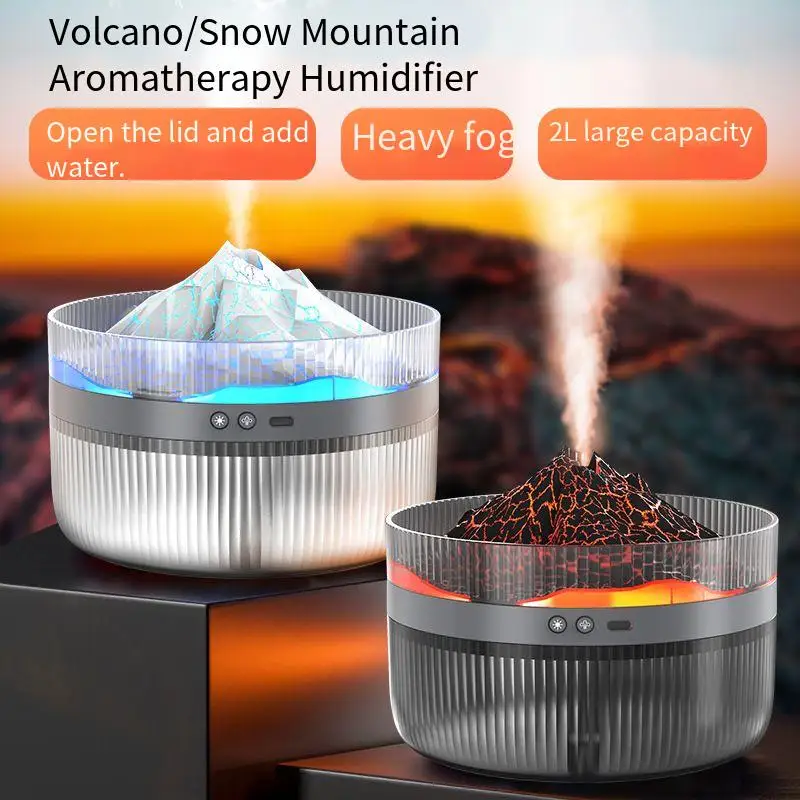 

2L Large Capacity Home Humidifier USB Aromatherapy Diffuser Volcano Lamp USB Ultrasonic Cool Mist Maker Diffuser Air Humidifier