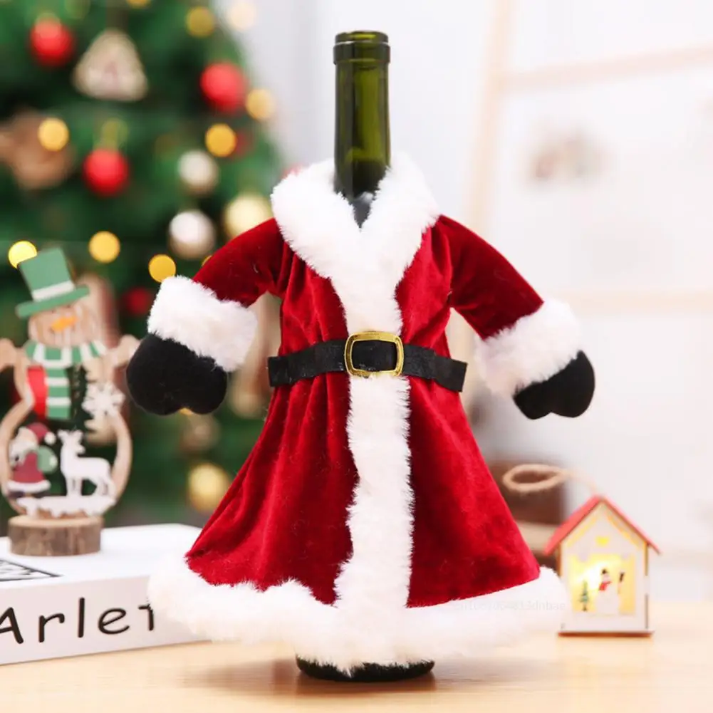 Wine Bottle Bag Sleeve Velvet Christmas Wine Bag Dress Champagne Wine Dust Cover New Year Christmas Home Party Decor