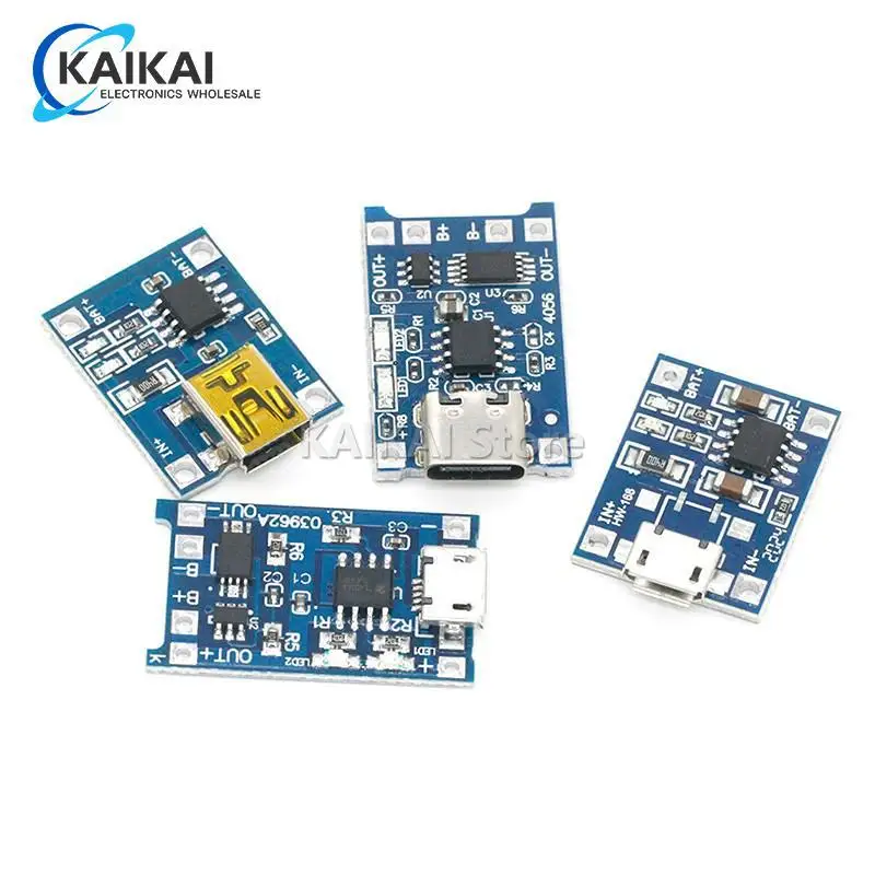 1PCS 5V 1A Micro USB 18650 type-c Lithium Battery Charging Board Charger Module+Protection Dual Functions TP4056 18650