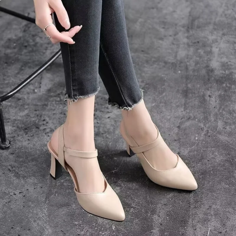 2023 Hot Sale Shoes for Women Slingbacks Women\'s High Heels Summer Office Pumps Women Slip-on Pointed Toe Closed Toe Sandals