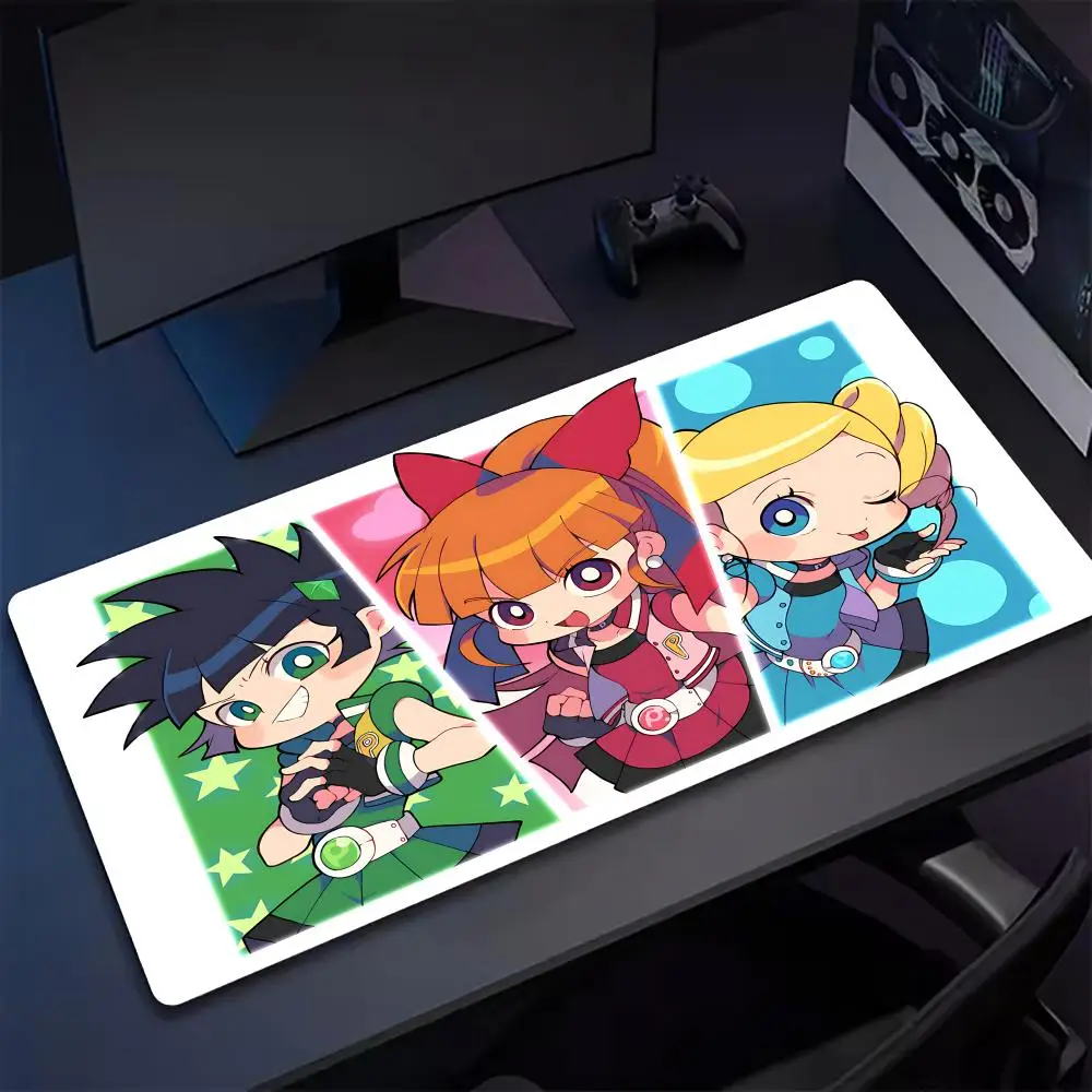 

Коврик для мыши Anime Powerpuff Очень большой коврик для мыши для игр, гладкая поверхность, нескользящий, удобный, прочный настольный коврик