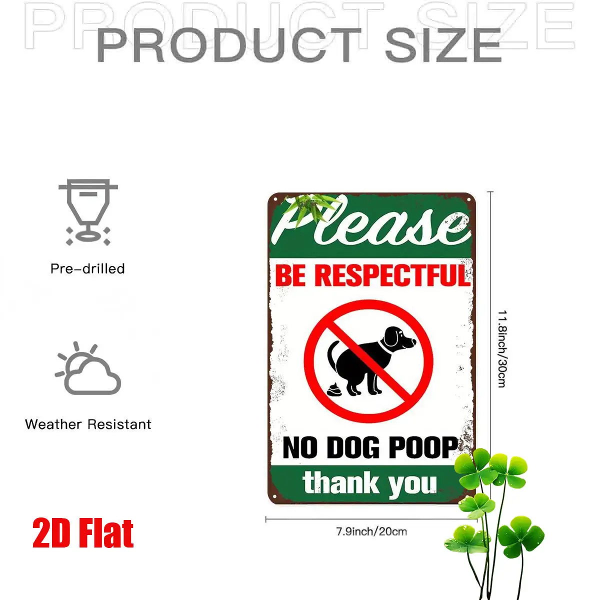 Decorative Aluminum Reminder Sign 2D Flat 1pc, Please Be Respectful No Dog Poop Outdoor Yard Art 20.32X30.48cm