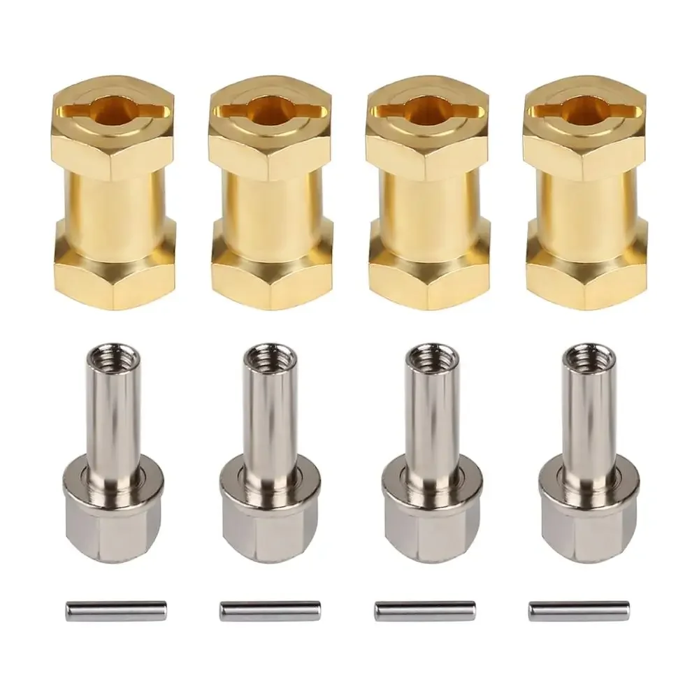 INJORA Heavier Brass Extended Adapter 12MM Wheel Hex 12/15/17/20/25MM for 1/10 RC Crawler Car Axial SCX10 90046 D90