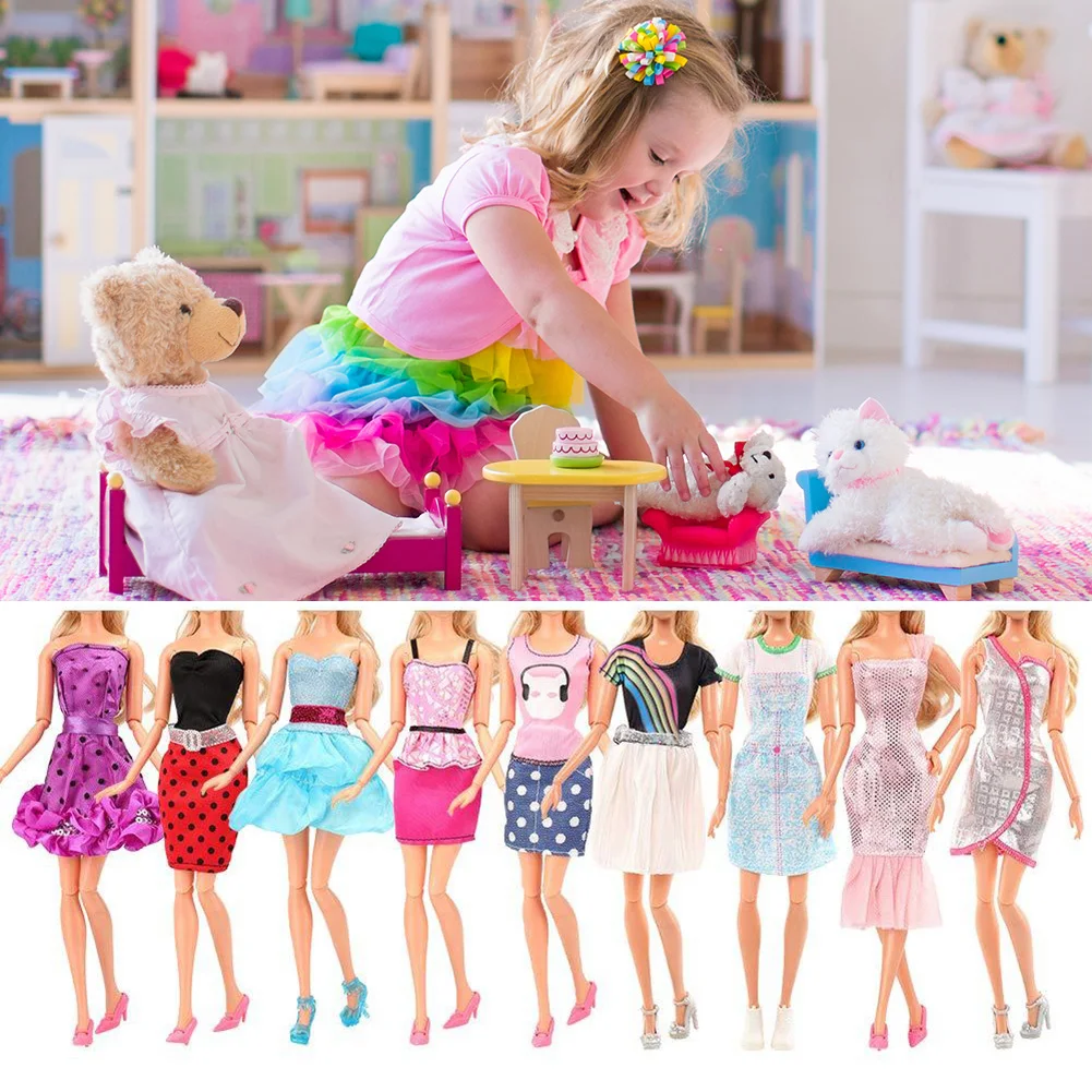 36pcs Doll Clothes Set Polyester Doll Decorative Skirt Mini Fairy Collection Clothes Random Style for Girls Gift Accessories