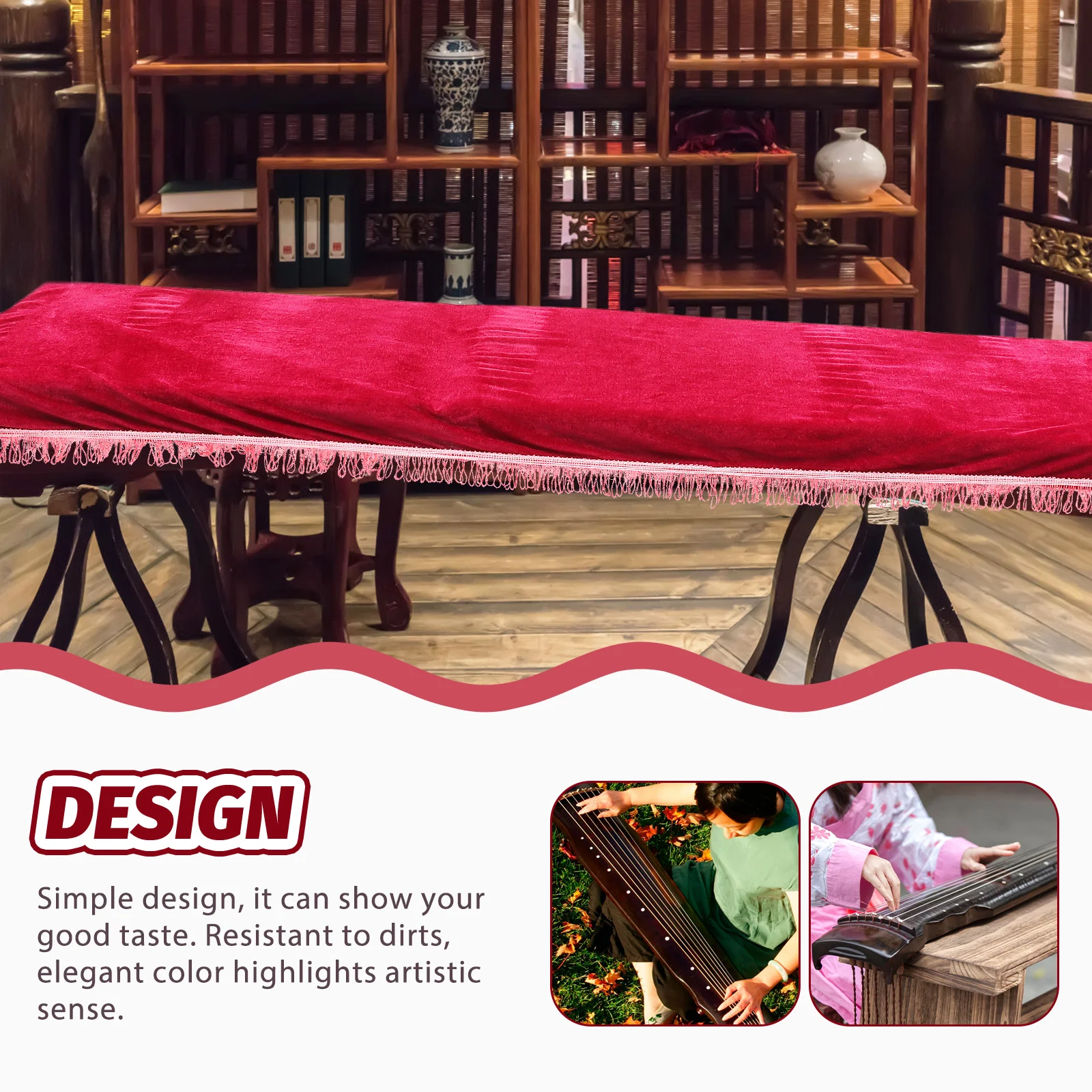 

Guzheng Dust-Proof Cover Premium Materials Practical Beautiful Patterns Foldable Storage Elegant Color Tassel