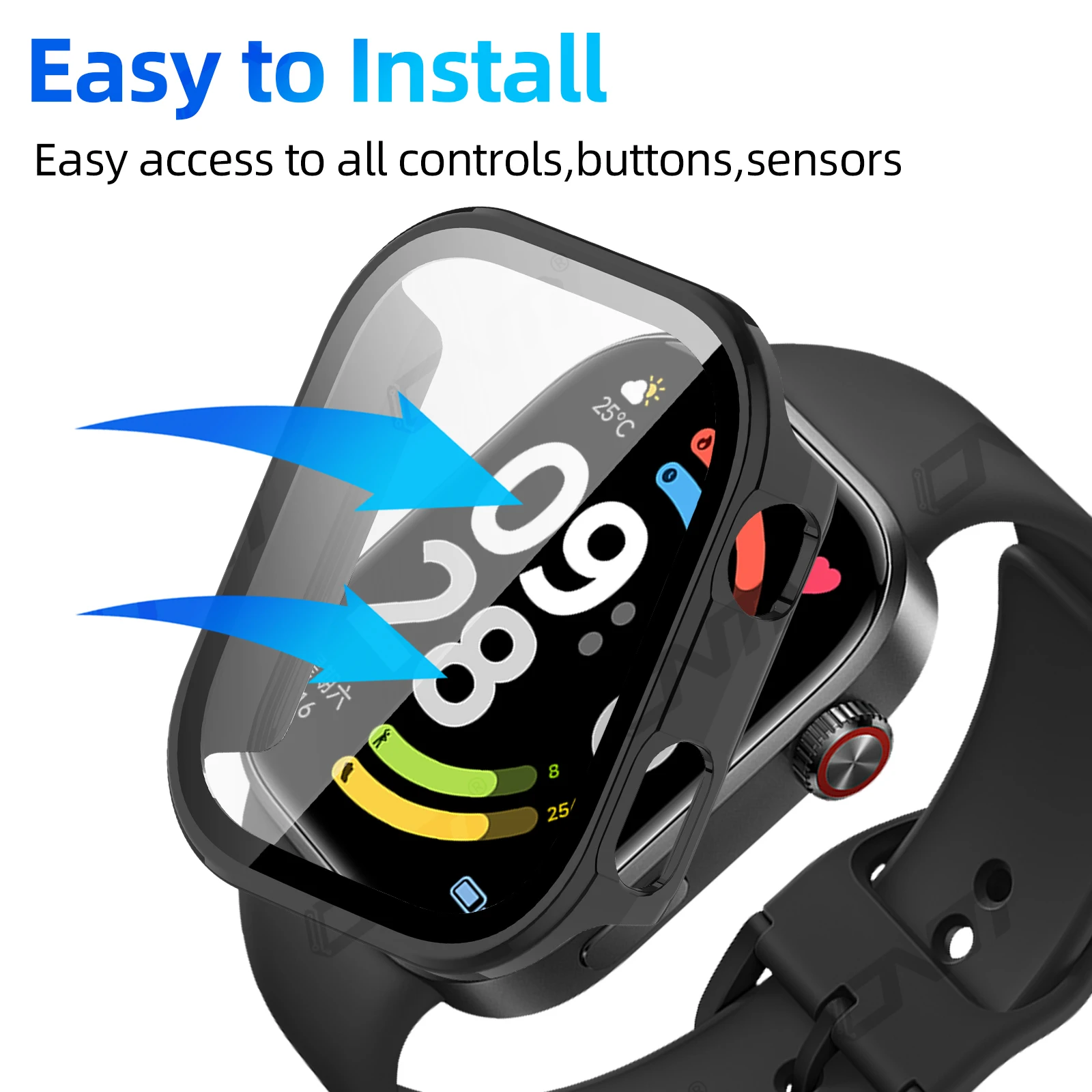 حافظة زجاجية + حافظة لساعة Xiaomi Redmi 6 واقي شاشة زجاجي مضاد للخدش وممتص حماية صلب لملحقات Redmi Watch6