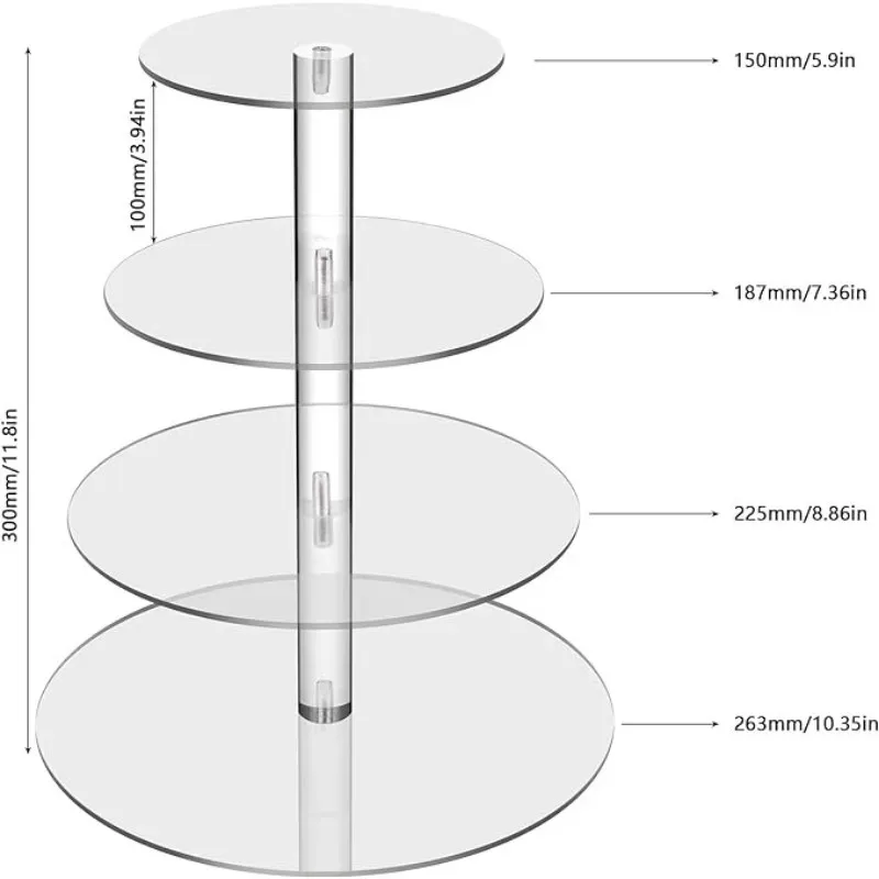 3/4/5/6 Tier Acrylic Cake Stand Transparent Cake Display Shelf Removable Cupcake Holder Wedding Birthday Party Decoration Stand