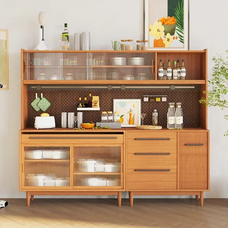 

A Side panel cabinet with spotlight integrated wall high cabinet, living room storage cabinet