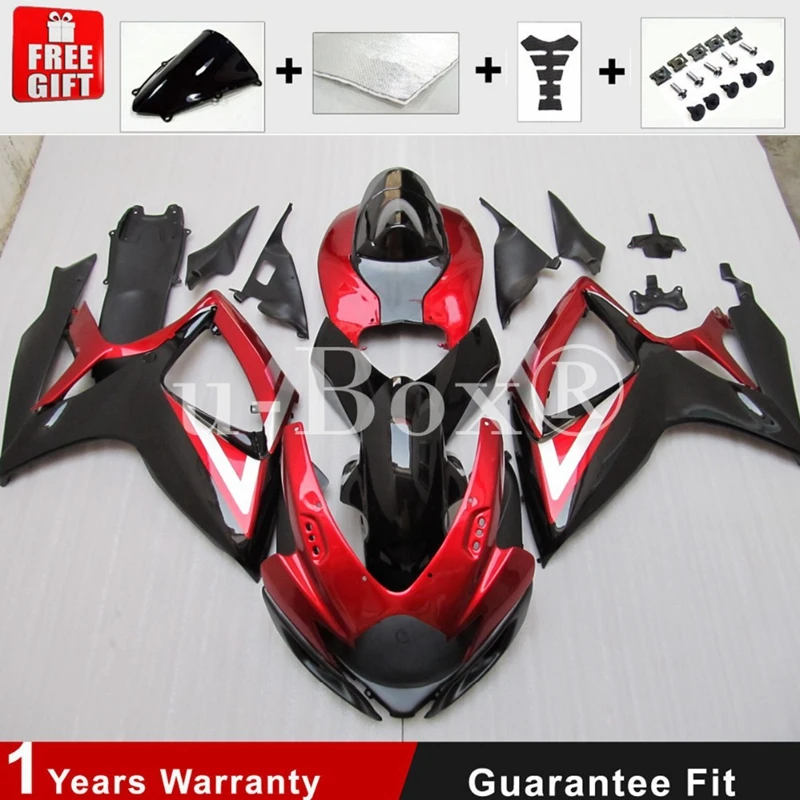 

4Gifts Injection Mold New ABS Motorcycle Fairings Kit Fit For SUZUKI 600 750 K6 2006 2007 06 07 Bodywork Set Custom Red Black