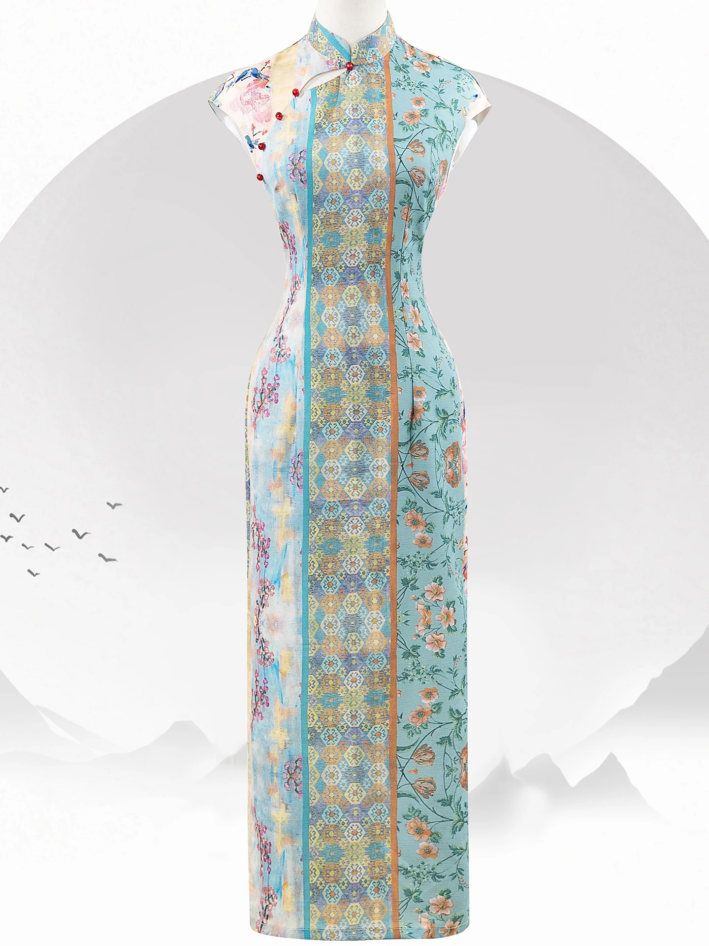 

New Chinese Sle Printed Modified Svel Young Retro Waist-Cinching Slimming Daily Dr Women's Faion