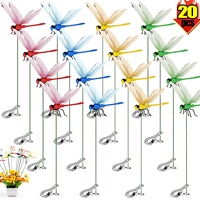 20/1x Simulated Dragonfly Insert Clip Wear Resist Bug Repellent Dragonfly Clamp 3D Artificial Hat Clip for Patio Decor Gardening