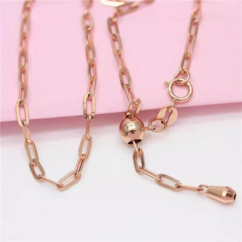 

585 Purple Gold Plated 14K Rose Gold O-shaped Tassel Necklace Adjustable Droplet Drop Clavicle Chain Jewelry Accessories