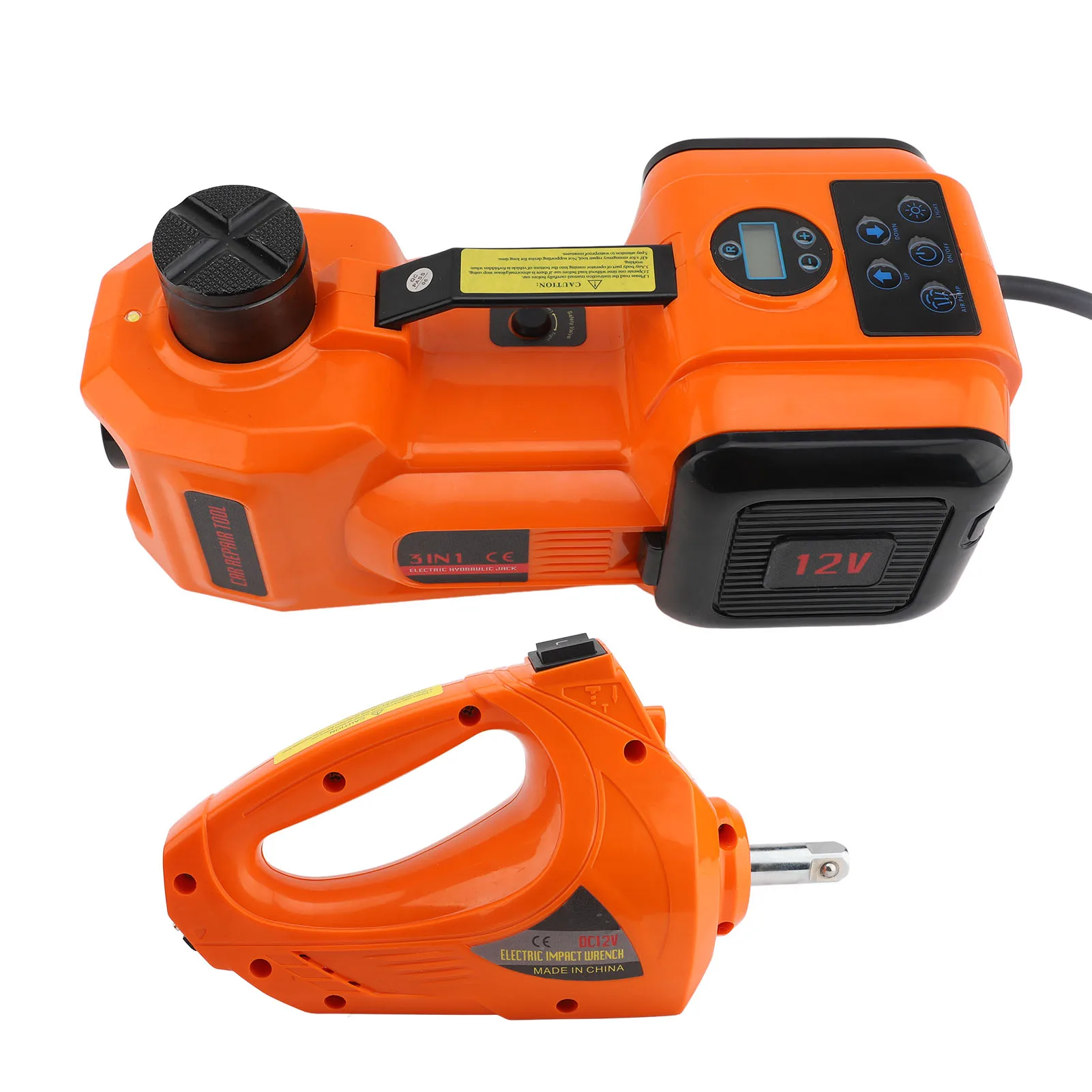 Protable 12V Electric Hydraulic Jack Digital Display 5 Ton Car Jack Wrench and Inflator Function 135-360MM 155-450MM 235-530MM