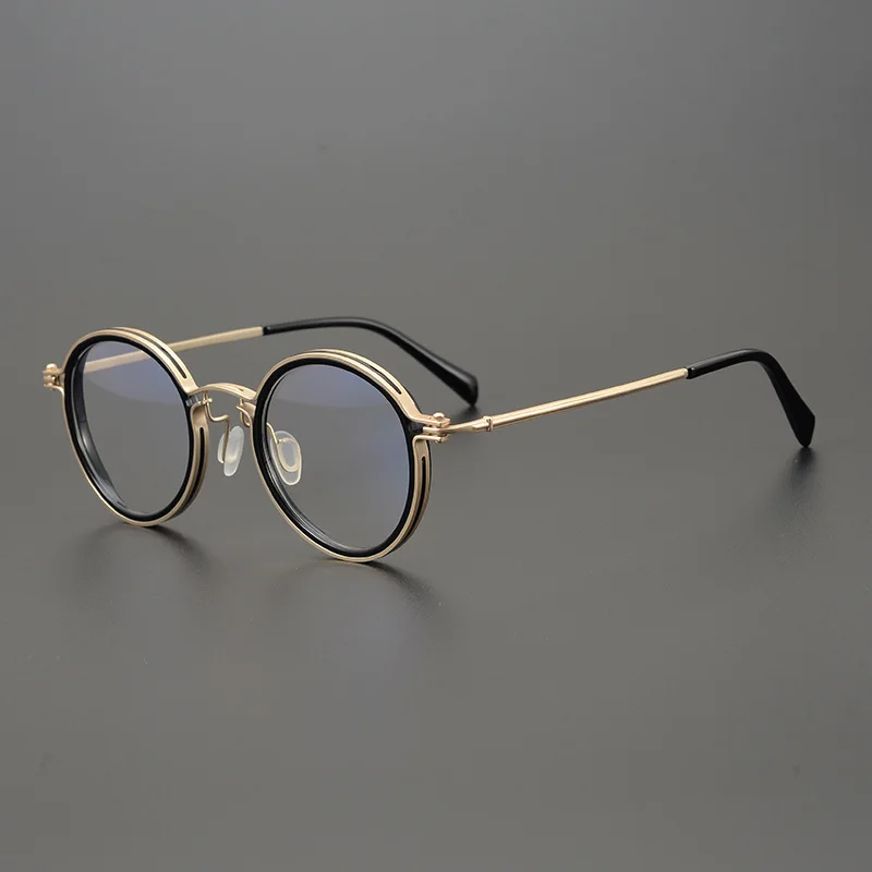 Japan Hand Made Men Retro Round Titanium Glasses Frame Women Brand Design Vintage Optical Myopia Prescription Lenses Eyeglasses