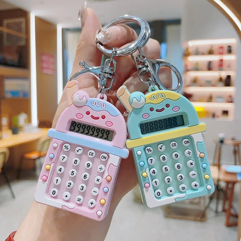 1pc Calculator Keychain Mini Portable Calculator With Creative Cute Keychain 8-Digit Display Pocket Calculator Keychain