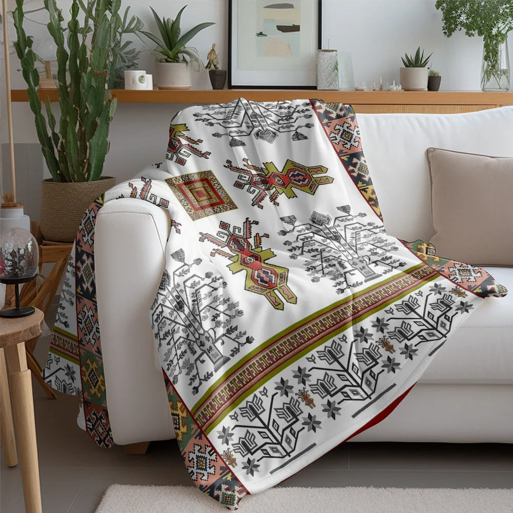 Ethnic Pattern Throw Blanket Moroccan Kilim Rug Handmade Wool Blanket Decorative Bed Throw Sofa Cover Home Decor