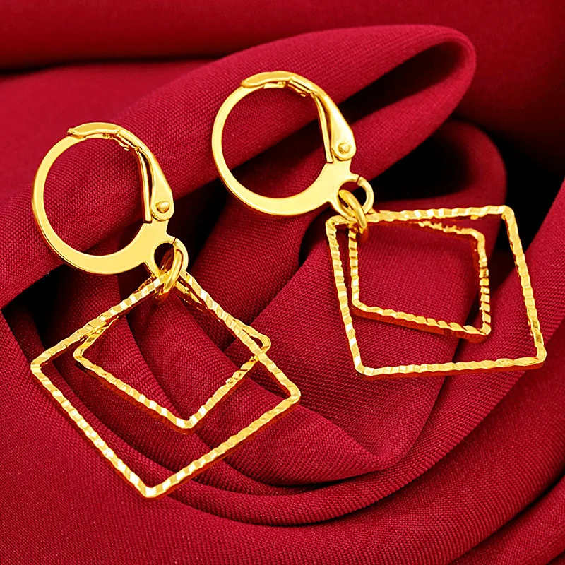 Light & Comfortable Smooth Carved Earrings For Women 24K Gold AU999 | Lightweight, pressure-free all day wear
