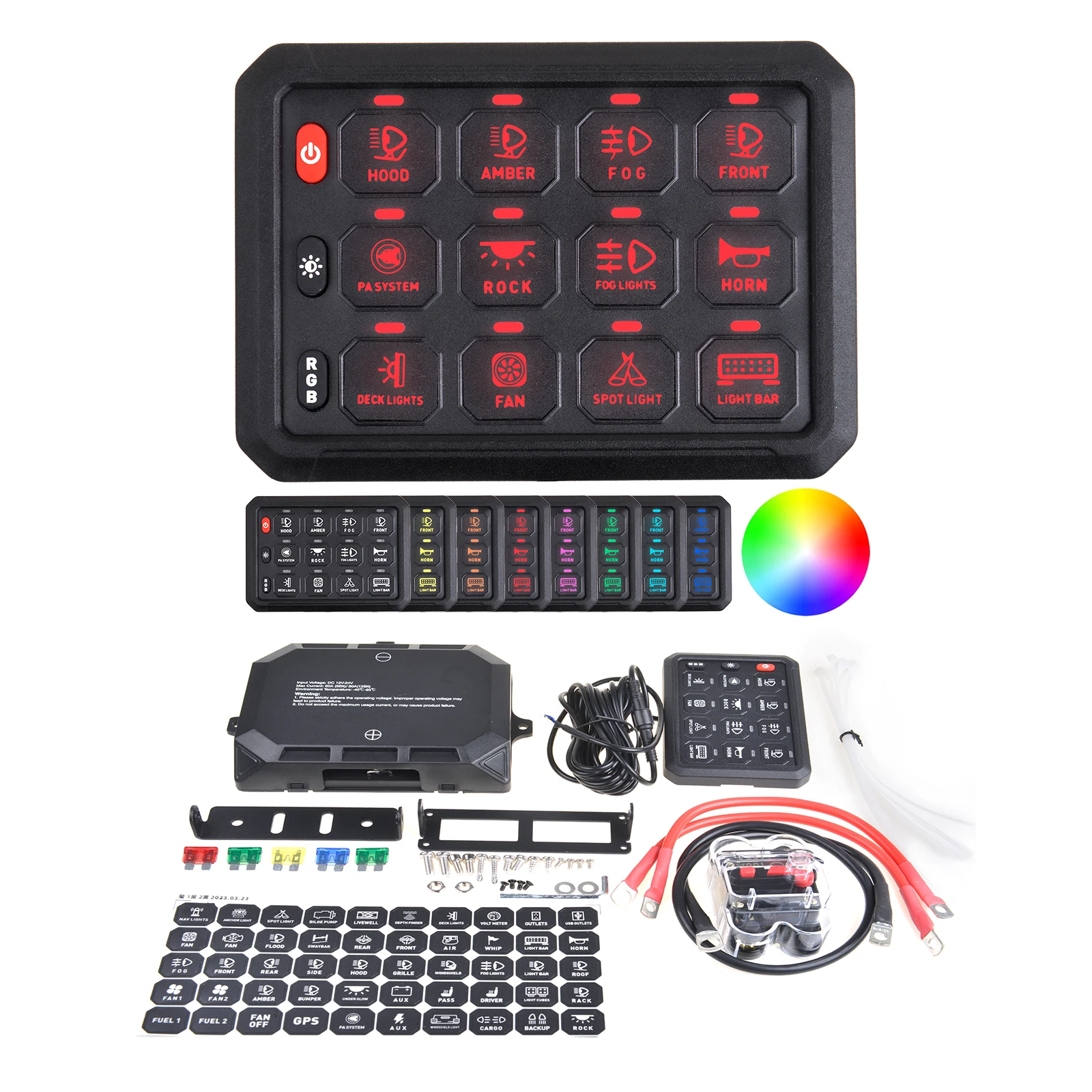 12-key Touch Switch Panel RGB Color Adjustable 12-key Modification For RV Jeep Yacht Modification