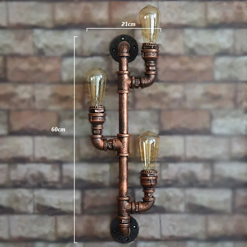 3 Light Craftman Water Pipe Wall Sconce Industrial Vintage Lighting Wall Light in Antique Bronze Finish Wall Lamp