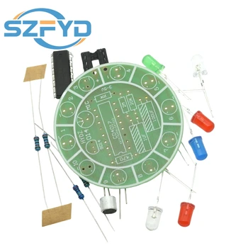 CD4017-Kit d'éclairage LED rotatif à commande vocale colorée, fabrication électronique, pièces de rechange pour laboratoire étudiant, bricolage