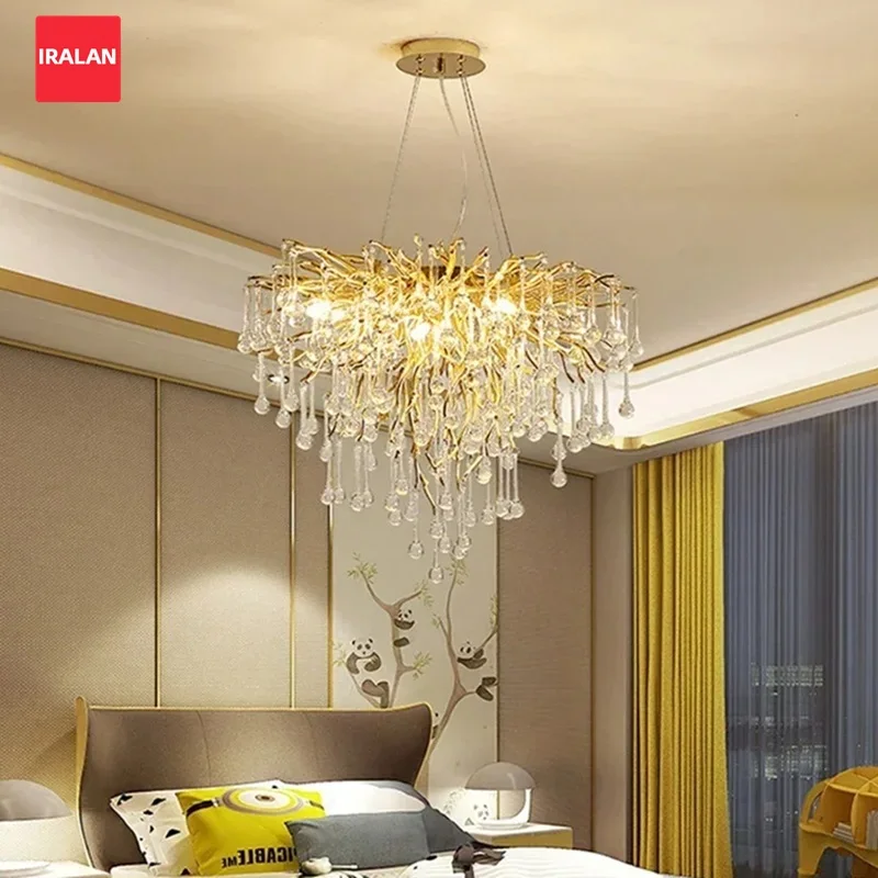 Nordic Pendant Light Ceiling Lustre Crystal Lighting Home Living Room Lobby Hotel Ceiling Chandelier Three-color Light