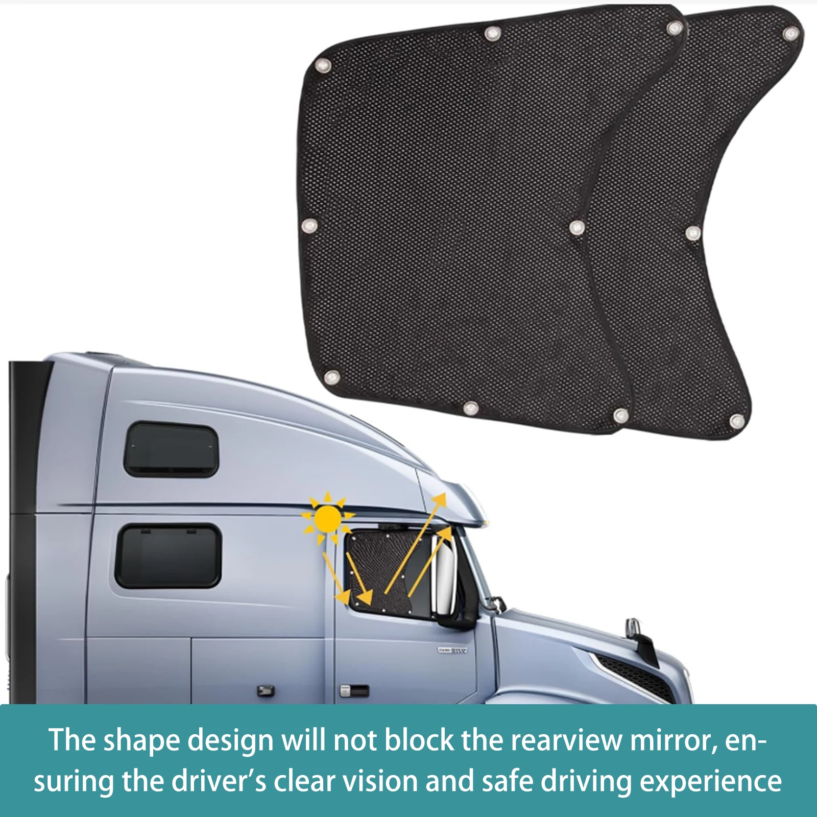 4/2pc Trucks Side Window Shades Repellent Mosquito Mesh Net Sunshine Privacy Protection for RV Semi Truck Side Window Curtains