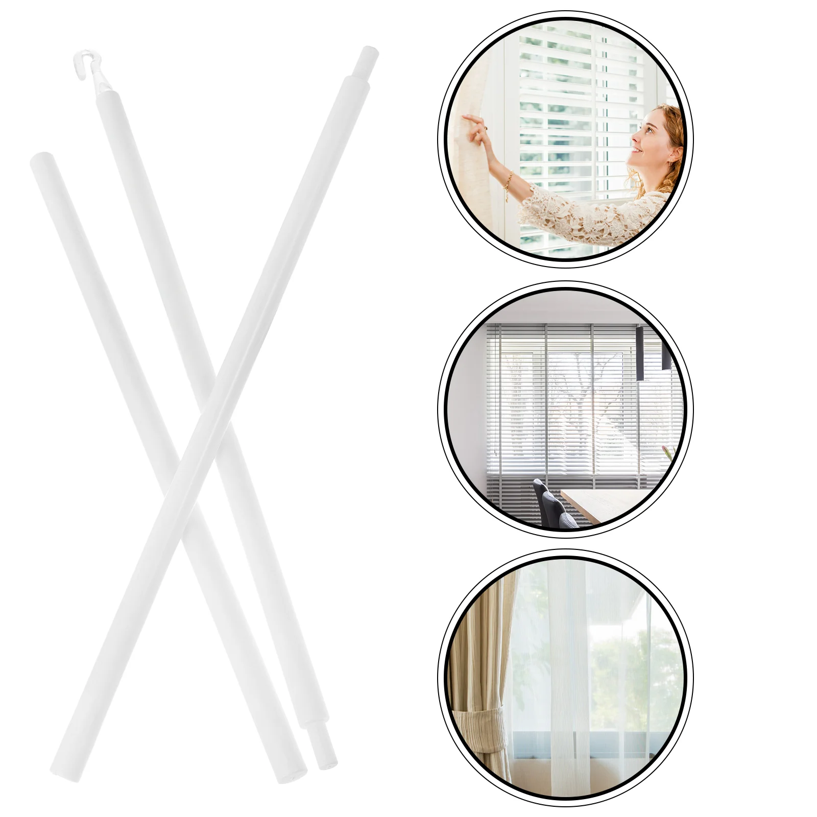 

Venetian Blind Rod Curtain Pull Hooks Wand Replacement with Vertical Repair Drawstring Travel