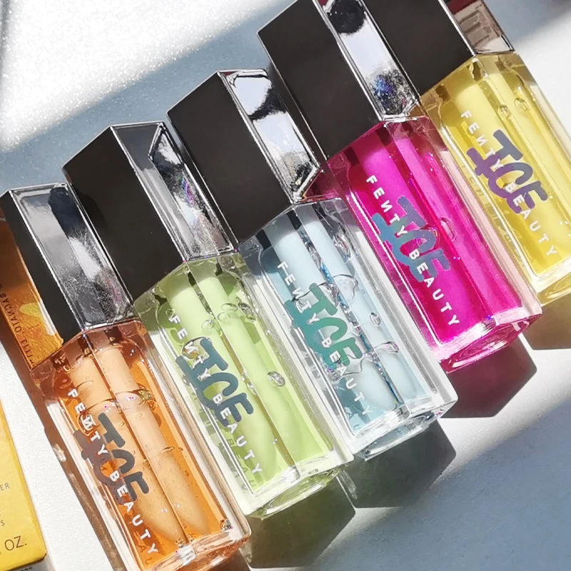Brand New Ice Cooling Lip Gloss Fruit Scent Glass Shine Lip Oil Moisturizing Plumping Beauty Makeup Cold Heart Berry Jelly Fussy
