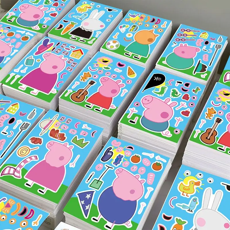 New Peppa Pig Face-Changing DIY Puzzle Stickers George Educational Toy  Handmade Assembly Collage Birthday Gift - 2026