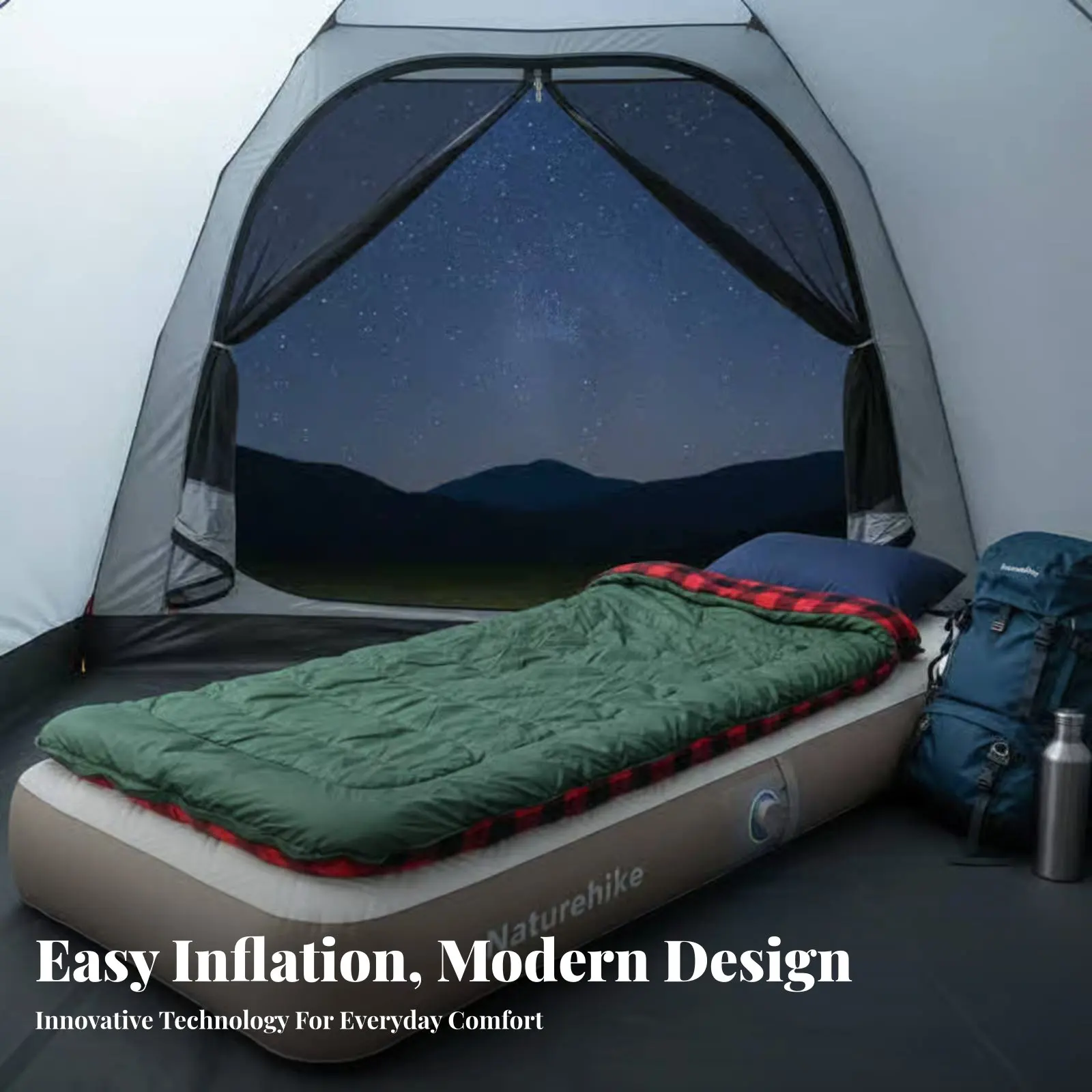 

Thermoplastic Polyurethane Inflatable Mattress, Built-in Pump, Automatic Inflation, Home, Outdoor, Camping, Tent Sleeping Pad