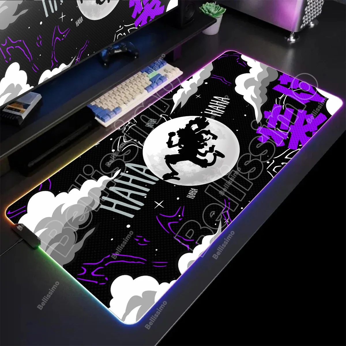 Gaming Mouse Pad LED Anime One Piece Gamer Keyboard Mouse Mat Speed XXL Rubber RGB Cartoon Computer Deskmat PC Cabinet Mousepad